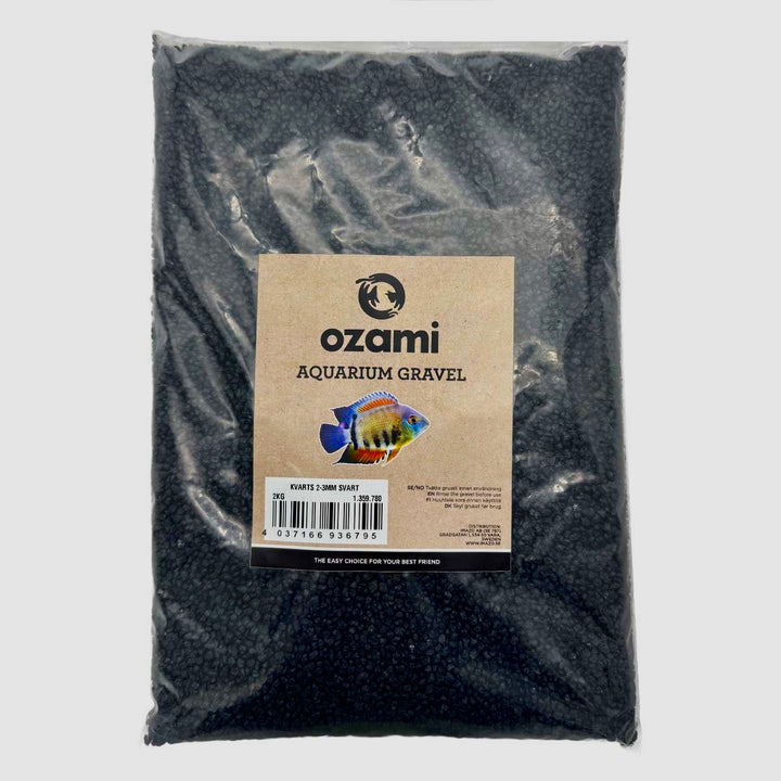 Ozami Akvariegrus Kvarts – Svart 2–3 mm (2 kg)